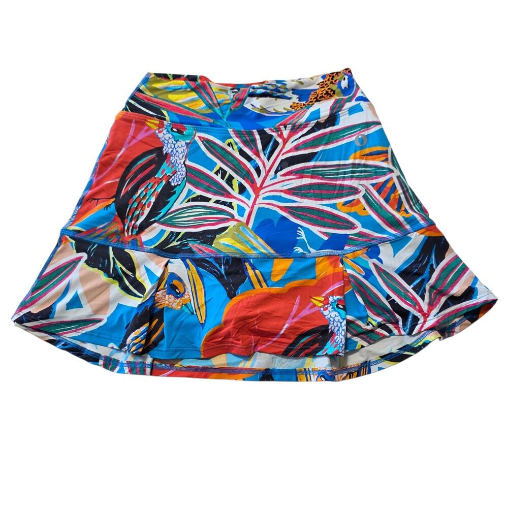 Dona Jo Athletic Skort Womens Size S Tropical Print Built In Shorts